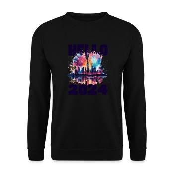 Happy New Year with fireworks in New York - Unisex Sweatshirt - black - Front - Alina (178cm) & Michal (187cm)