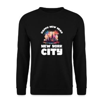 Happy New Year with fireworks in New York - Unisex Sweatshirt - black - Front - Alina (178cm) & Michal (187cm)