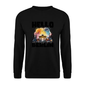 Bonne année avec feux d’artifice à Berlin - Sweat-shirt Unisexe - noir - Devant - Alina (178cm) & Michal (187cm)