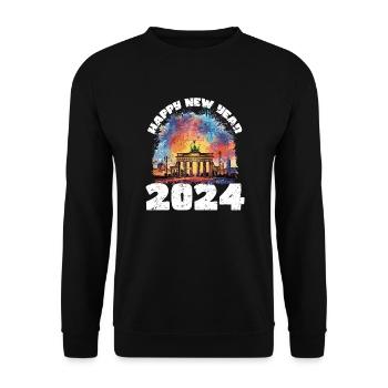 Bonne année avec feux d’artifice à Berlin - Sweat-shirt Unisexe - noir - Devant - Alina (178cm) & Michal (187cm)