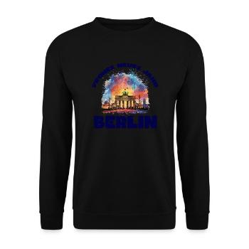 Bonne année avec feux d’artifice à Berlin - Sweat-shirt Unisexe - noir - Devant - Alina (178cm) & Michal (187cm)