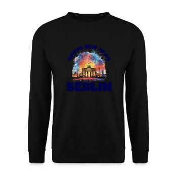Bonne année avec des feux d’artifice à Berlin - Sweat-shirt Unisexe - noir - Devant - Alina (178cm) & Michal (187cm)