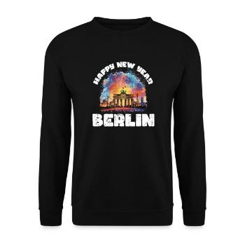 Bonne année avec feux d’artifice à Berlin - Sweat-shirt Unisexe - noir - Devant - Alina (178cm) & Michal (187cm)