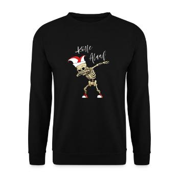 Karneval Kölle Alaaf Dabbing Skelett Fun - Unisex Pullover - Schwarz - Vorne - Alina (178cm) & Michal (187cm)