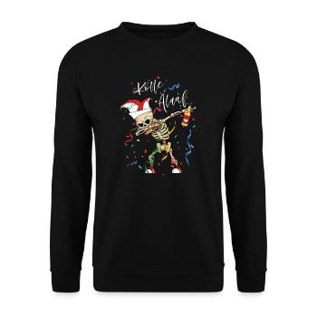 Karneval Kölle Alaaf Dabbing Skelett Fun - Unisex Pullover - Schwarz - Vorne - Alina (178cm) & Michal (187cm)