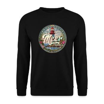 Am Meer. Zuhause. - Unisex Pullover - Schwarz - Vorne - Alina (178cm) & Michal (187cm)