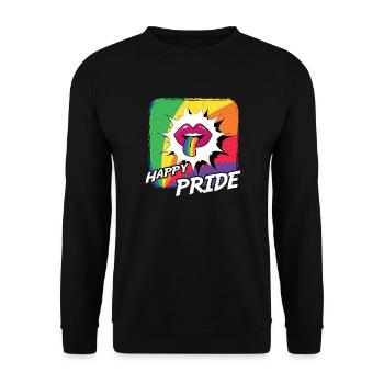 Rainbow Connection Étreinte, Joyeuse Fierté - Sweat-shirt Unisexe - noir - Devant - Alina (178cm) & Michal (187cm)