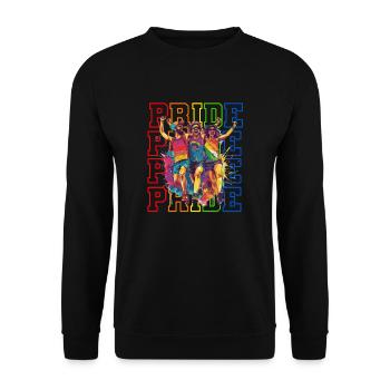 Rainbow Connection Embrace, Happy Pride - Unisex Pullover - Schwarz - Vorne - Alina (178cm) & Michal (187cm)