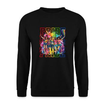 Rainbow Connection Embrace, Happy Pride - Unisex Pullover - Schwarz - Vorne - Alina (178cm) & Michal (187cm)