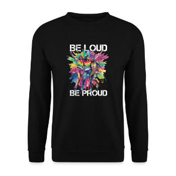 Rainbow Connection Embrace, Happy Pride - Unisex Pullover - Schwarz - Vorne - Alina (178cm) & Michal (187cm)