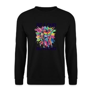 Rainbow Connection Embrace, Happy Pride - Unisex Pullover - Schwarz - Vorne - Alina (178cm) & Michal (187cm)