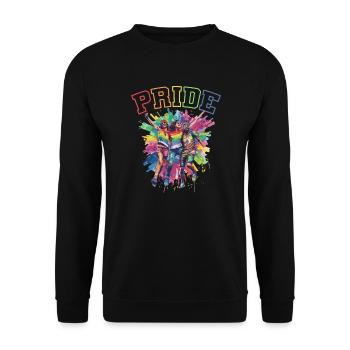 Rainbow Connection Embrace, Happy Pride - Unisex Pullover - Schwarz - Vorne - Alina (178cm) & Michal (187cm)