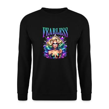 Fearless LGBTQ+ Pride Power Ausdruck - Unisex Pullover - Schwarz - Vorne - Alina (178cm) & Michal (187cm)