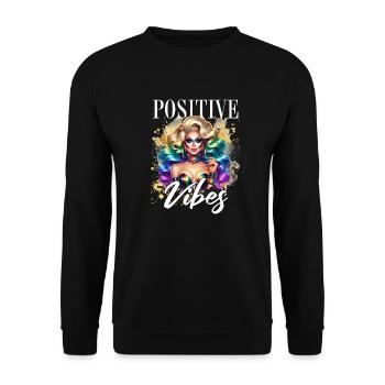 Positive Vibes LGBTQ+ Pride Artwork - Unisex Sweatshirt - black - Front - Alina (178cm) & Michal (187cm)