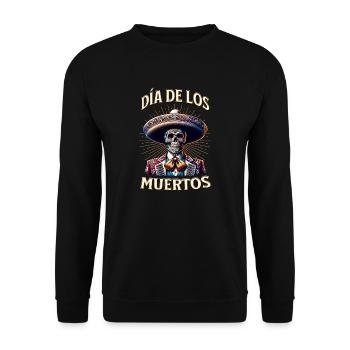Dia De Los Muertos Farbenfrohes - Unisex Pullover - Schwarz - Vorne - Alina (178cm) & Michal (187cm)