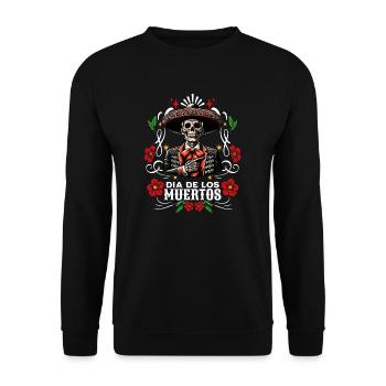 Dia De Los Muertos Farbenfrohes - Unisex Pullover - Schwarz - Vorne - Alina (178cm) & Michal (187cm)