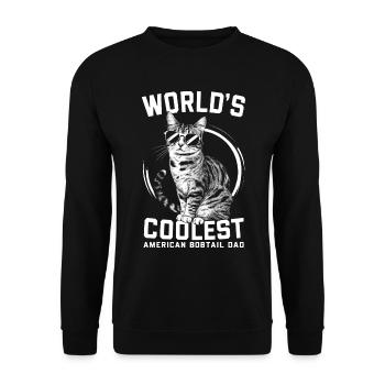 Katze American Bobtail Geschenk - Unisex Pullover - Schwarz - Vorne - Alina (178cm) & Michal (187cm)