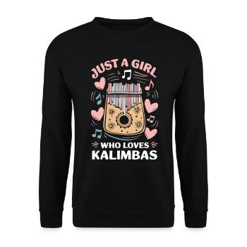 Idiophon Kalimba Geschenk - Unisex Pullover - Schwarz - Vorne - Alina (178cm) & Michal (187cm)