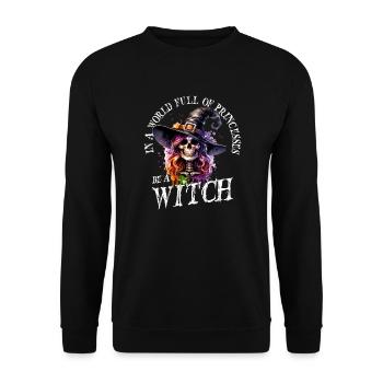 In einer Welt voller Prinzessinnen sei eine Hexe - Unisex Pullover - Schwarz - Vorne - Alina (178cm) & Michal (187cm)