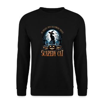 Happy Halloween, Scaredy Cat - Unisex Sweatshirt - black - Front - Alina (178cm) & Michal (187cm)