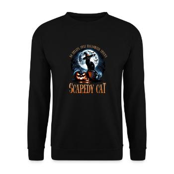 Happy Halloween, Scaredy Cat - Unisex Sweatshirt - black - Front - Alina (178cm) & Michal (187cm)