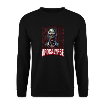 Zombie-Apokalypse-Fröhliches Halloween-Kunstwerk - Unisex Pullover - Schwarz - Vorne - Alina (178cm) & Michal (187cm)