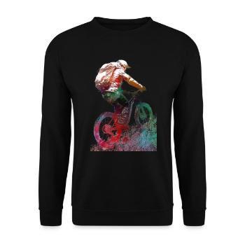 Mountain bikers sport art - Unisex Sweatshirt - black - Front - Alina (178cm) & Michal (187cm)