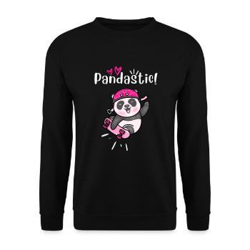 Pandastic Panda Skateboarding. Black. - Unisex Sweatshirt - black - Front - Alina (178cm) & Michal (187cm)