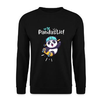 Pandastic Panda On Skateboard. Black. - Unisex Sweatshirt - black - Front - Alina (178cm) & Michal (187cm)