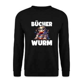 Bookworm - Reading is my hobby - Unisex Sweatshirt - black - Front - Alina (178cm) & Michal (187cm)