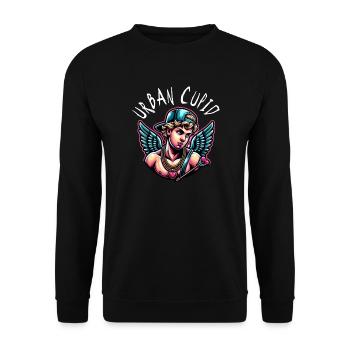 Cupid unites hearts with a single arrow - Unisex Sweatshirt - black - Front - Alina (178cm) & Michal (187cm)
