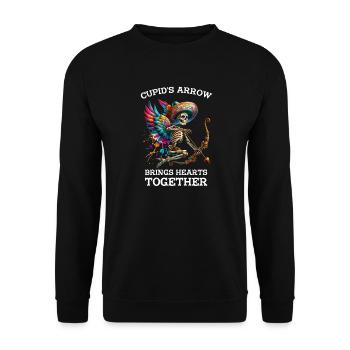 Cupid unites hearts with a single arrow - Unisex Sweatshirt - black - Front - Alina (178cm) & Michal (187cm)