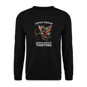 Cupid unites hearts with a single arrow - Unisex Sweatshirt - black - Front - Alina (178cm) & Michal (187cm)