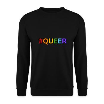 QUEER hashtag - Unisex Sweatshirt - black - Front - Alina (178cm) & Michal (187cm)