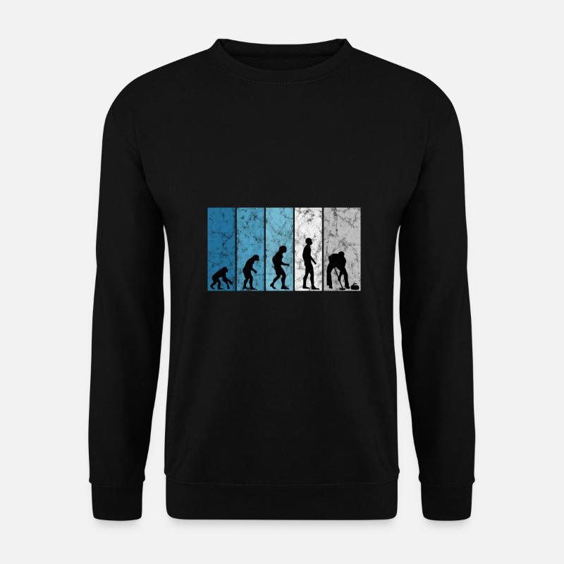 Eis Curling Curler Eisstockschießen Evolution - Unisex Pullover - Schwarz