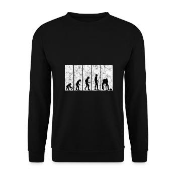 Eis Curling Curler Eisstockschießen Evolution - Unisex Pullover - Schwarz - Vorne - Alina (178cm) & Michal (187cm)