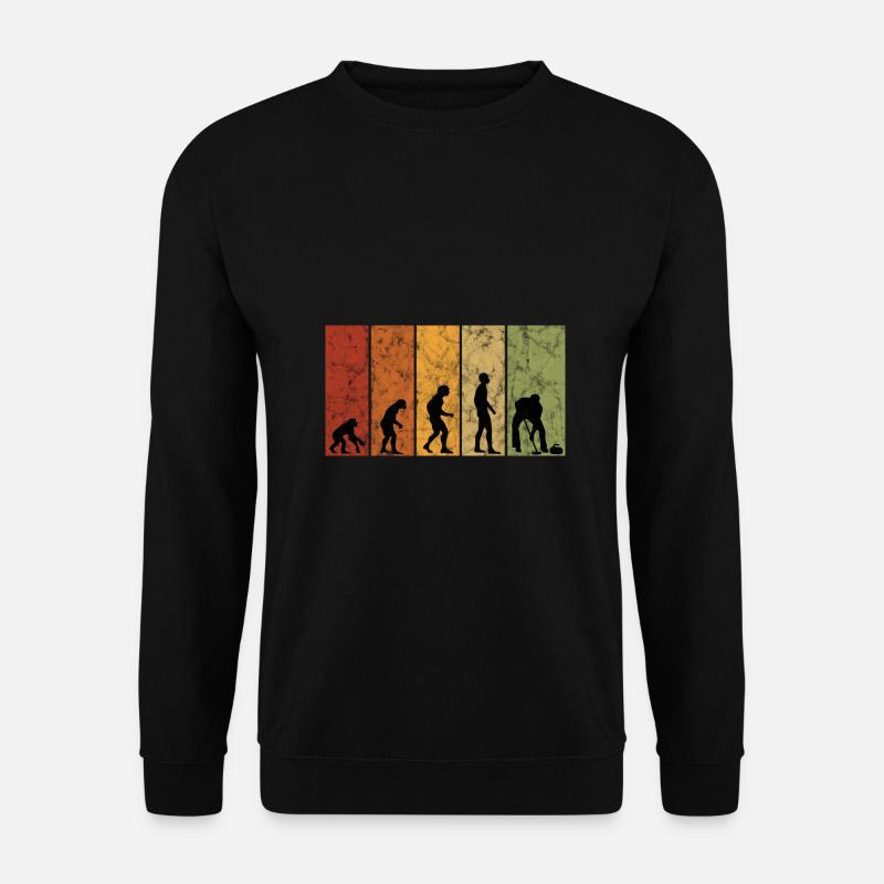Eis Curling Curler Eisstockschießen Evolution - Unisex Pullover - Schwarz