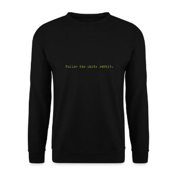 Follow the white rabbit Programming Computer Science - Unisex Sweatshirt - black - Front - Alina (178cm) & Michal (187cm)