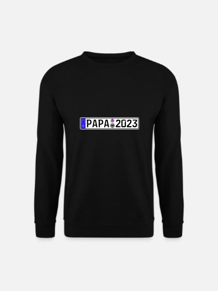 Papa 2023 Vater werden Nummernschild - Unisex Pullover - Schwarz