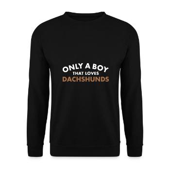 Only A Boy That Loves Dachshund - Unisex Sweatshirt - black - Front - Alina (178cm) & Michal (187cm)