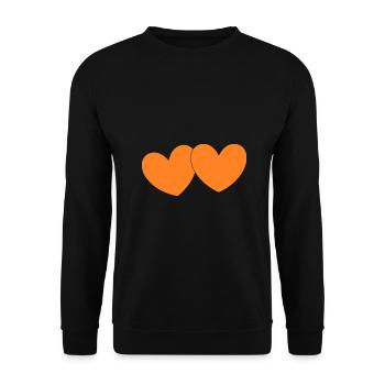 Coeur orange Orange Saint-Valentin - Sweat-shirt Unisexe - noir - Devant - Alina (178cm) & Michal (187cm)