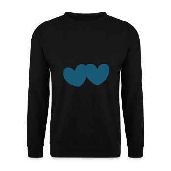 blaues Herz 2 Herzen Valentinstag - Unisex Pullover - Schwarz - Vorne - Alina (178cm) & Michal (187cm)