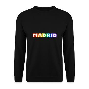 Madrid Regenbogen LGBTQ Pride - Unisex Pullover - Schwarz - Vorne - Alina (178cm) & Michal (187cm)