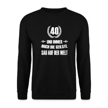 40 Geburtstag - Unisex Pullover - Schwarz - Vorne - Alina (178cm) & Michal (187cm)