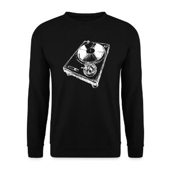 Retro Plattenspieler DJ - Unisex Pullover - Schwarz - Vorne - Alina (178cm) & Michal (187cm)