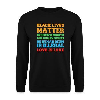 Droits de l’homme Égalité des droits - Sweat-shirt Unisexe - noir - Devant - Alina (178cm) & Michal (187cm)