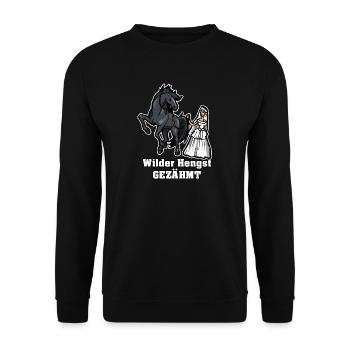 Sauvage étalon dompté Cadeau Célibataire Cheval - Sweat-shirt Unisexe - noir - Devant - Alina (178cm) & Michal (187cm)