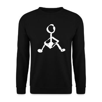 Strichmann sitzend Geschenkidee - Unisex Pullover - Schwarz - Vorne - Alina (178cm) & Michal (187cm)