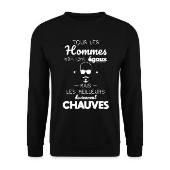 Hommes naissent égaux meilleurs deviennent chauves - Sweat-shirt Unisexe - noir - Devant - Alina (178cm) & Michal (187cm)