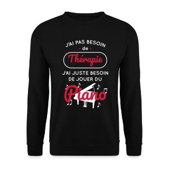 Pas besoin de thérapie besoin de jouer du piano - Sweat-shirt Unisexe - noir - Devant - Alina (178cm) & Michal (187cm)